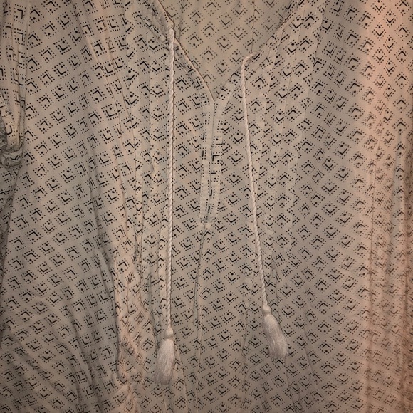 Sonoma White Blouse with Black Pattern and Ties Size Medium - Picture 2 of 6